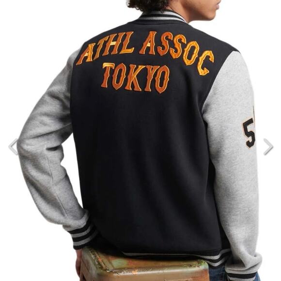Superdry Vintage Letterman Bomber Jacket 2XL Mens Collegiate Varsity Sporty Snap - Picture 5 of 10